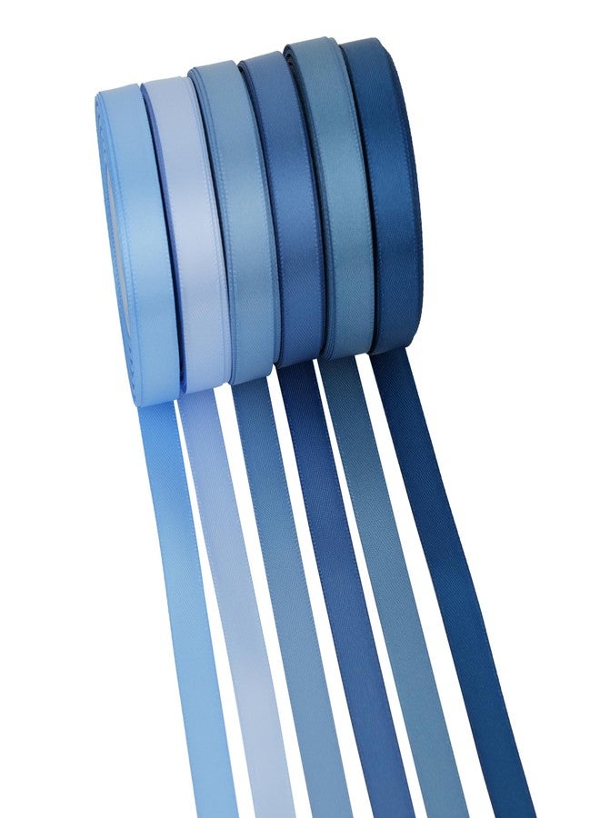 MAYREEL Dusty Blue Satin Ribbon 3/8 Inch Thin Slate Blue for Gift Wrapping Wedding Bridal Shower Crafts 6 Rolls 10 Yards Each Color Total 60 Yards - Image 1